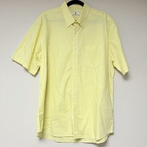 Southern Pines Men's‎ Yellow Checkered Short Sleeve Button Up Polo Size XL